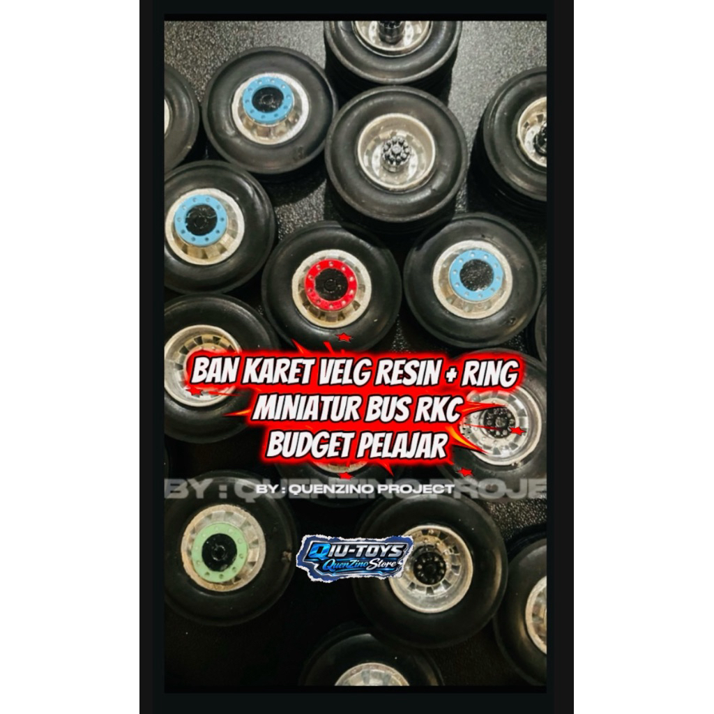 BAN KARET VELG RESIN PLUS RING MINIATUR BUS RKC SKALA 1:35