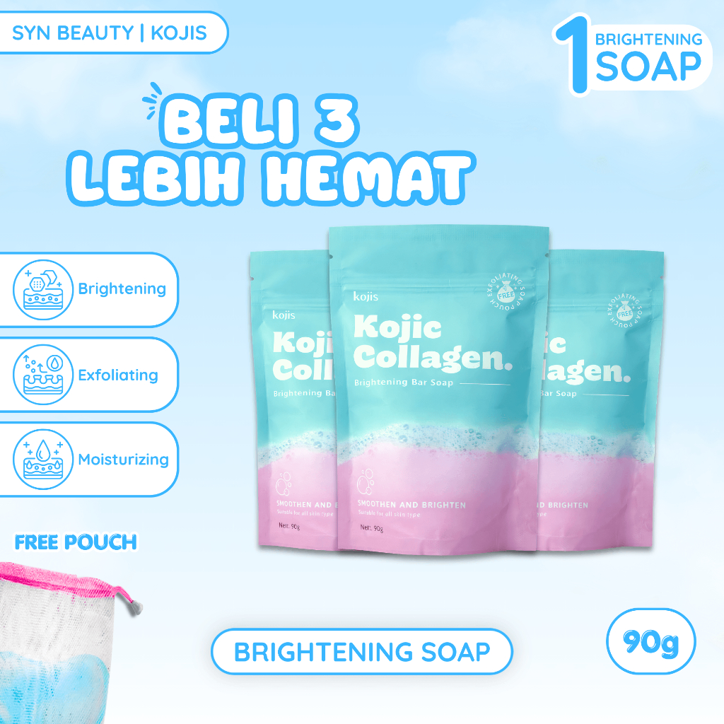 KOJIS Kojic Collagen Brightening Soap 90G Sabun Kojic Pencerah PAKET 3 PCS COD