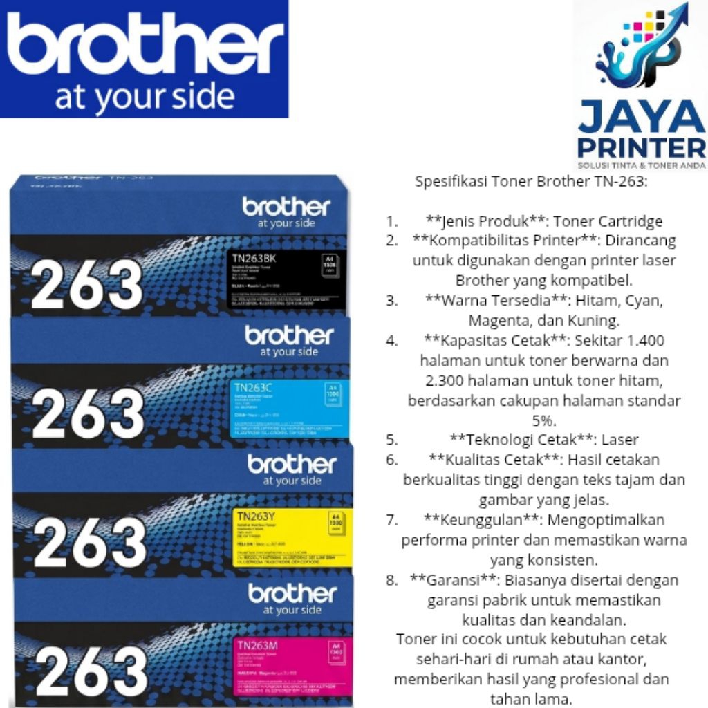 Toner Brother Tn 263 black colour Original For MFC L3735CDN