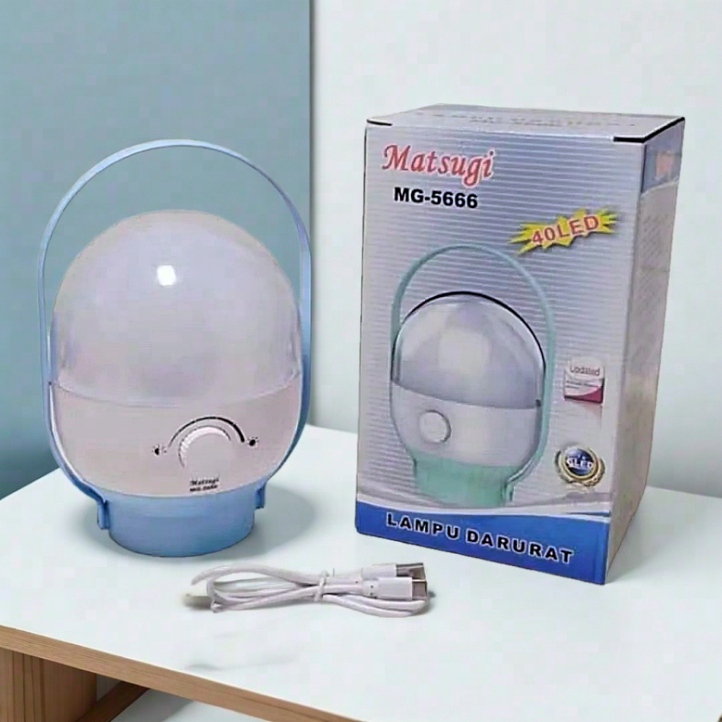 recharge lampu led emergency kemah kemping mati lampu gerobak kaki lima matsugi mg-5666  40 watt  ca