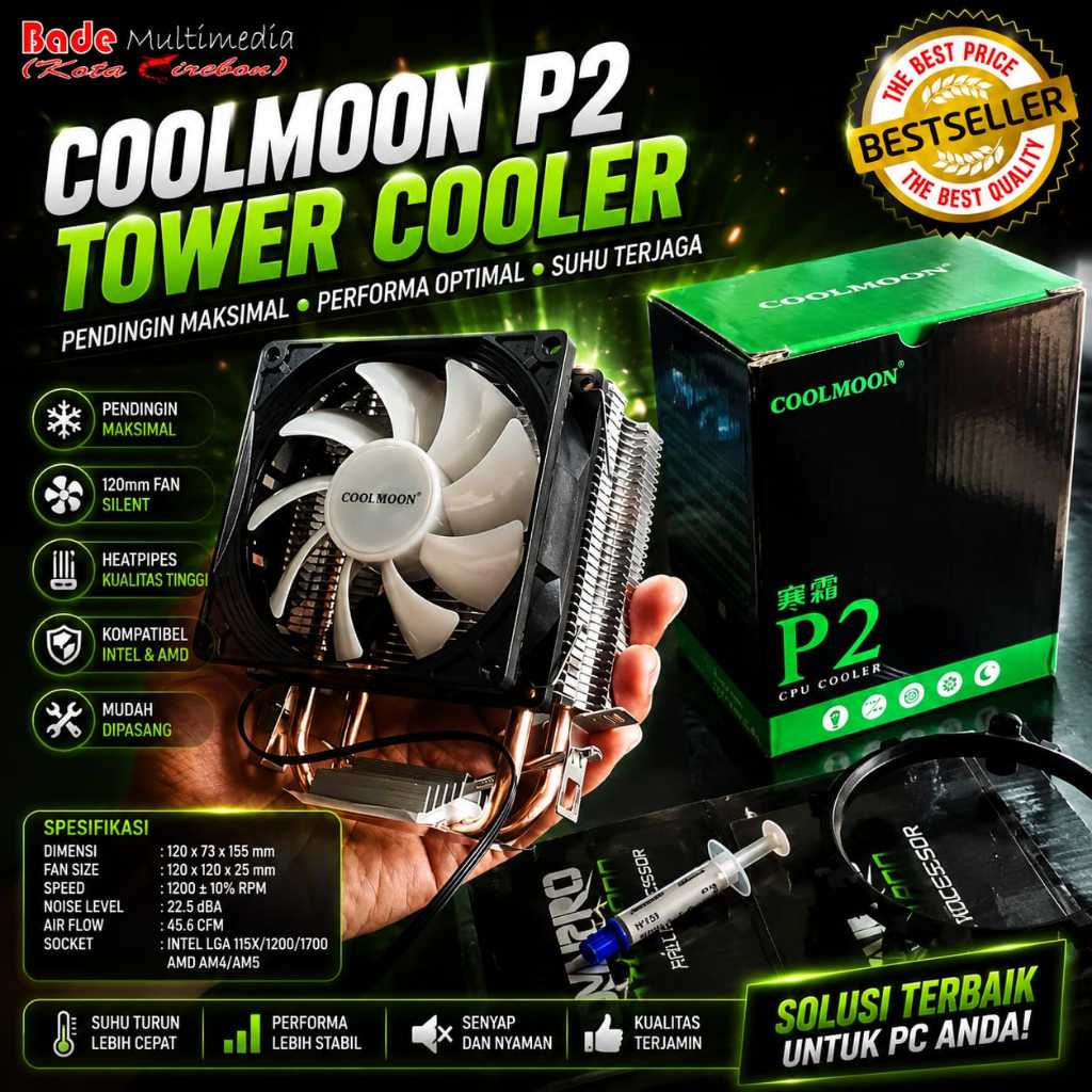 CPU Cooler Fan Processor COOLMOON P2 TOWER LED RGB Original