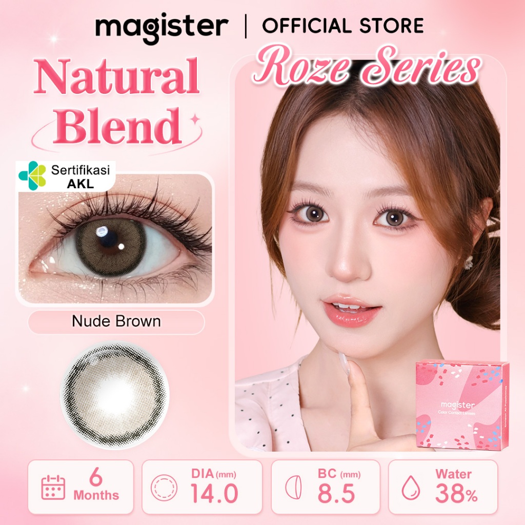 [Magister Roze Series]Magister Softlens Minus 0.00~-6.00 Soflen 14.0MM Nude Brown Charcoal Gray 1Pas