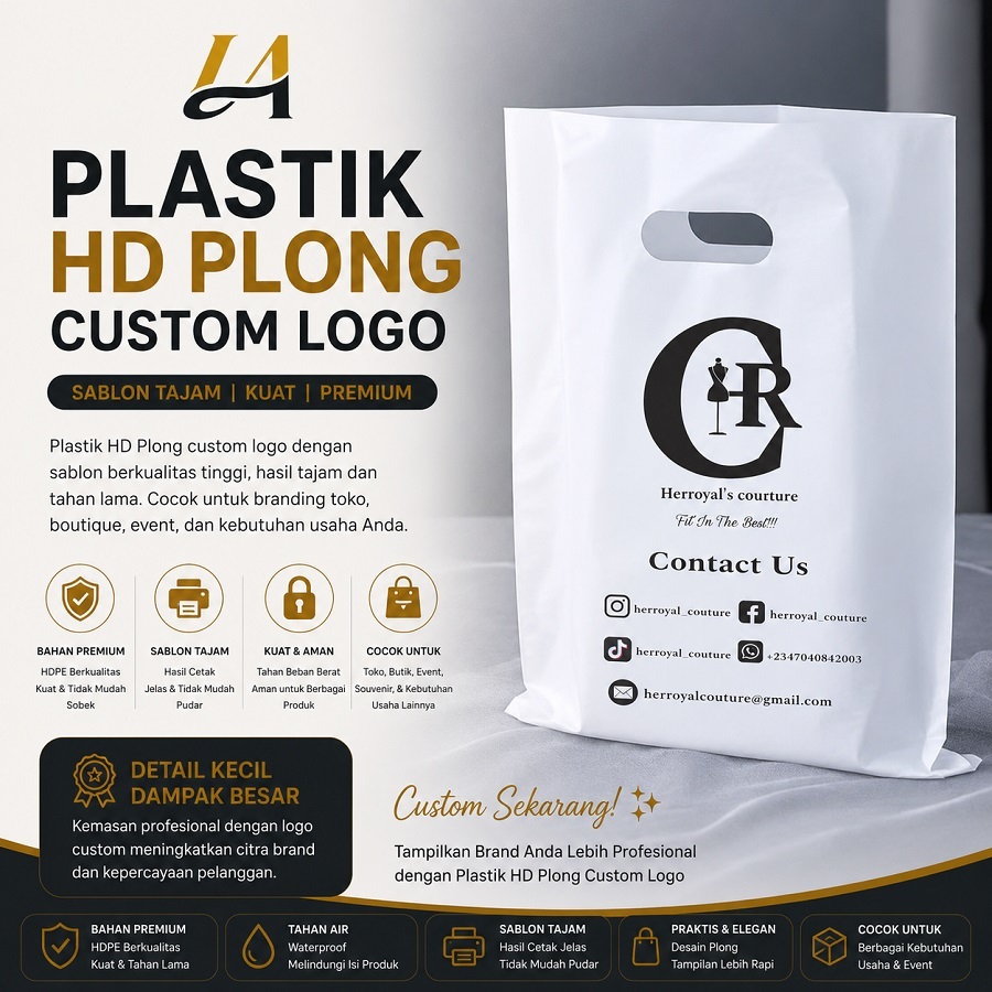 Plastik HD Plong Custom Logo | Plastik Shopping Bag Sablon Gratis Desain