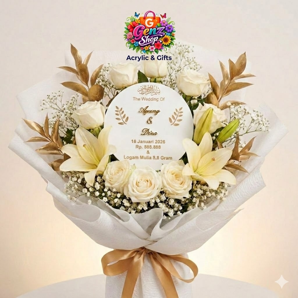 Sign Wedding Akrilik Custom Nama Pengantin Mahar | Papan Wedding Elegan Minimalis