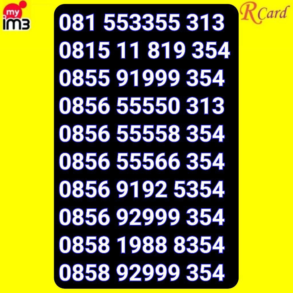 Perdana Nomor Cantik IM3 Indosat 354 1999 9192 5354 11177 313 1988 8354 999 55566 354