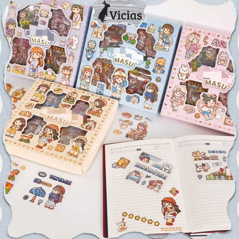Stiker Masu 100 Lembar Nini Mochi Tea Time Lucu Sticker Korea