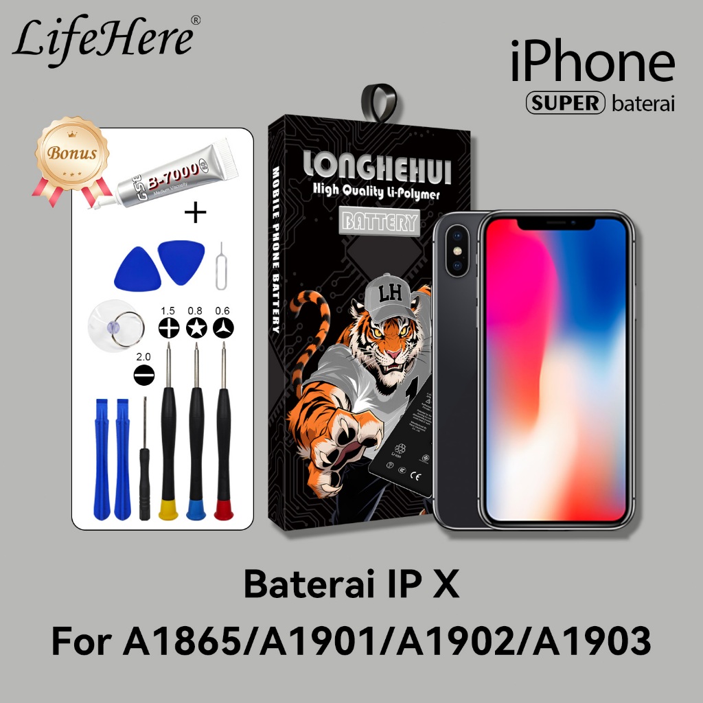 Lifehere baterai Iphone X baterai baterai superkapasitas iphone x baterai superkapasitas 3105mah
