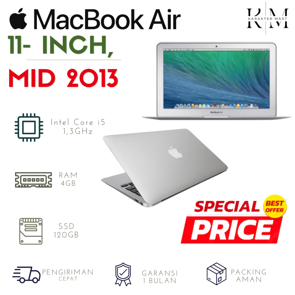 Laptop Macbook Air 11 Inch  Ram 4GB Second Harga Murah Bergaransi