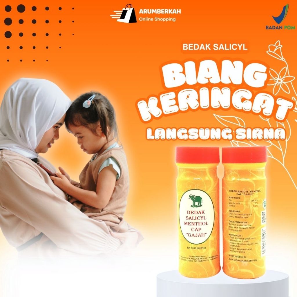 Bedak Salicyl Gatal Gatal untuk Bayi Anak Dewasa Obat Biang Keringat Bedak Herocyn Gatal