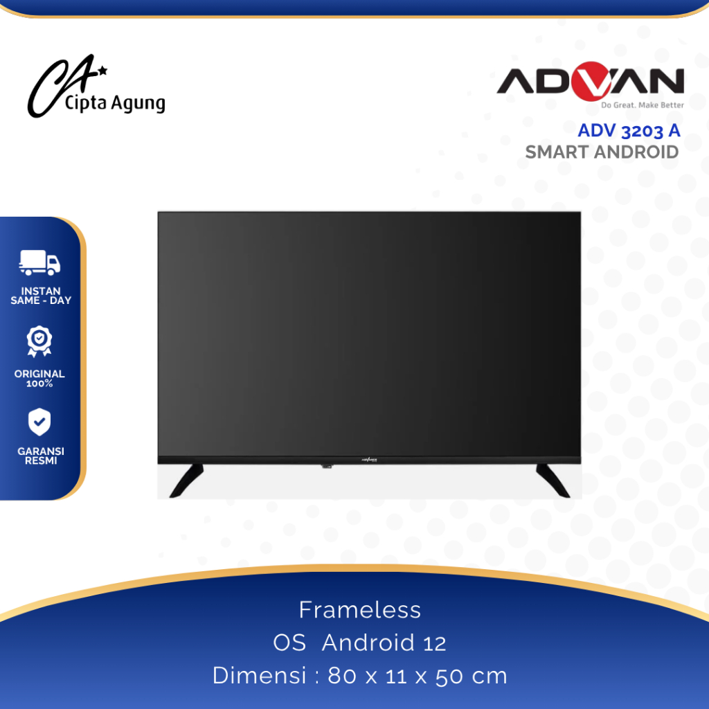 ADVANCE LED SMART ANDORID DIGITAL TV 32 INCH ADV-3203A ADV3203A ADV 3203A GARANSI