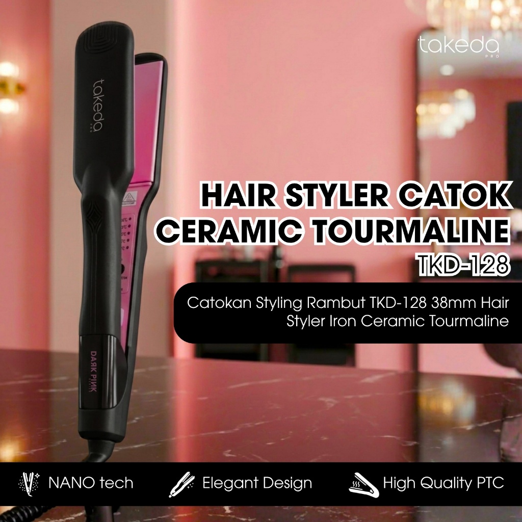 TakedaPro Catokan Styling Rambut TKD-128 38mm Hair Styler Iron Ceramic Tourmaline