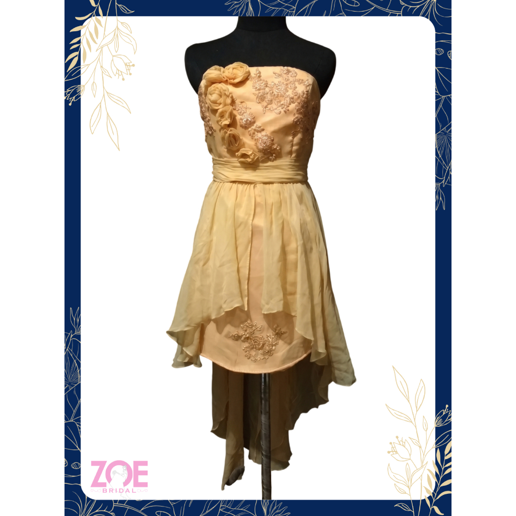 dress panjang pendek soft orange cream (114)