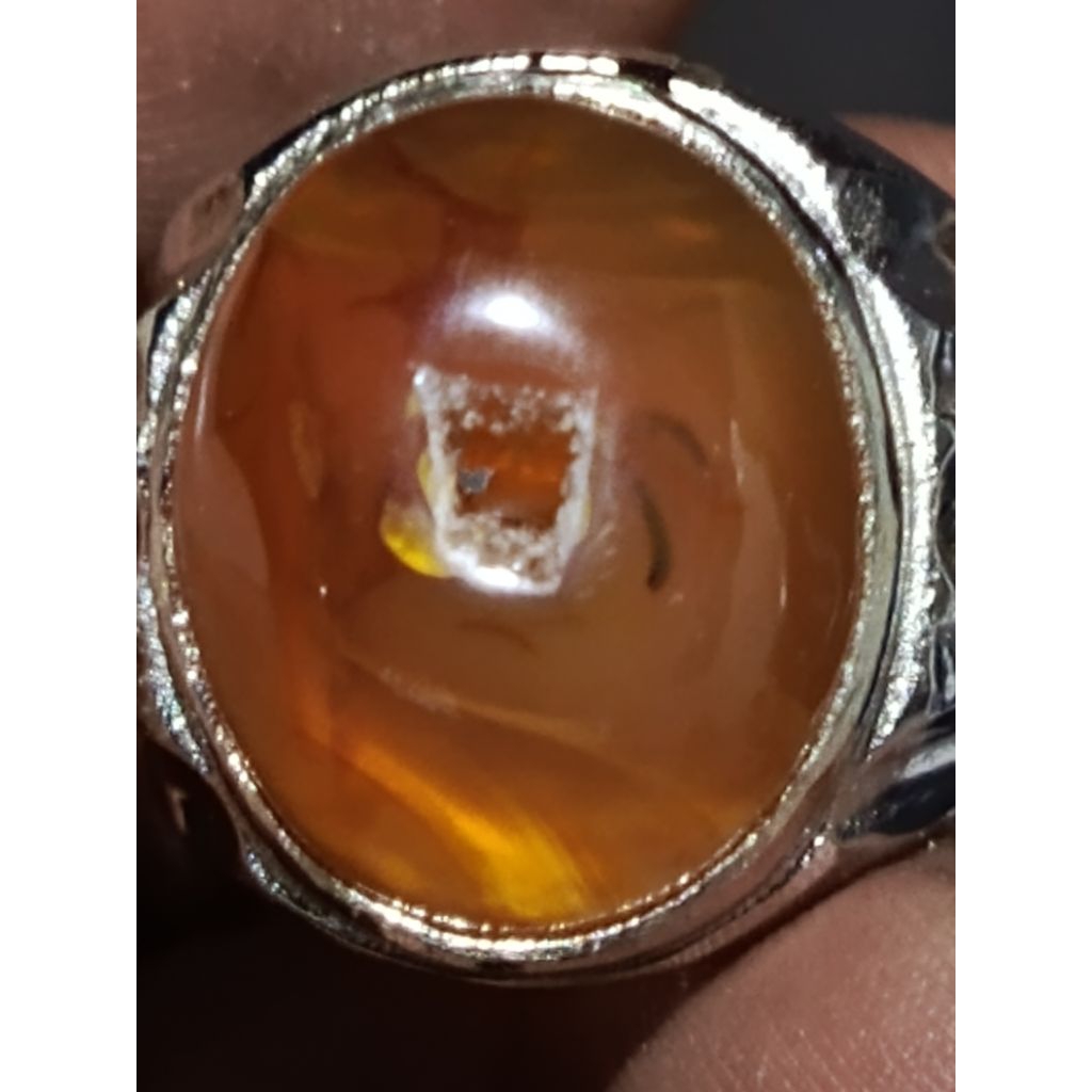 batu asli alam combong kuning mulus tampilan mewah ikat alpaka krum no 7