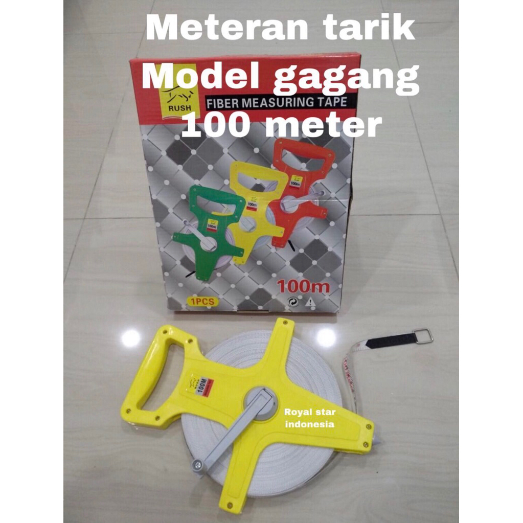 Meteran gagang 100 meter tali fiber ASLI ORI BAGUS meteran gulung gg pvc bulat 100 mtr tanah jalan l