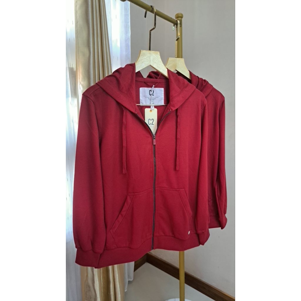 C2 OUTFITTERS JACKET HOODIE CLASSIC WARNA RED