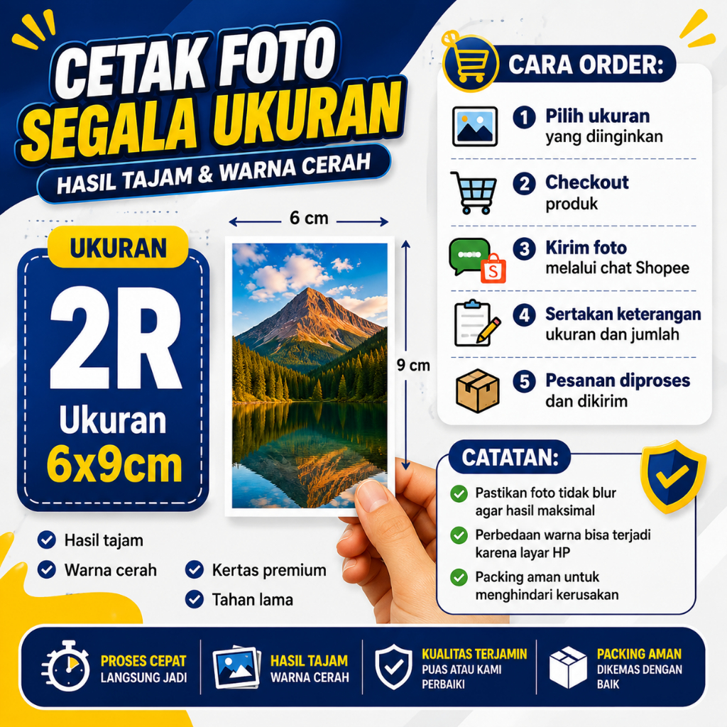 Cetak Foto 2R 3R 4R 5R Murah | KILAT PENGIRIMAN INSTAN | Ukuran Bahan Tebal 230 Gram | Harga Mulai 500