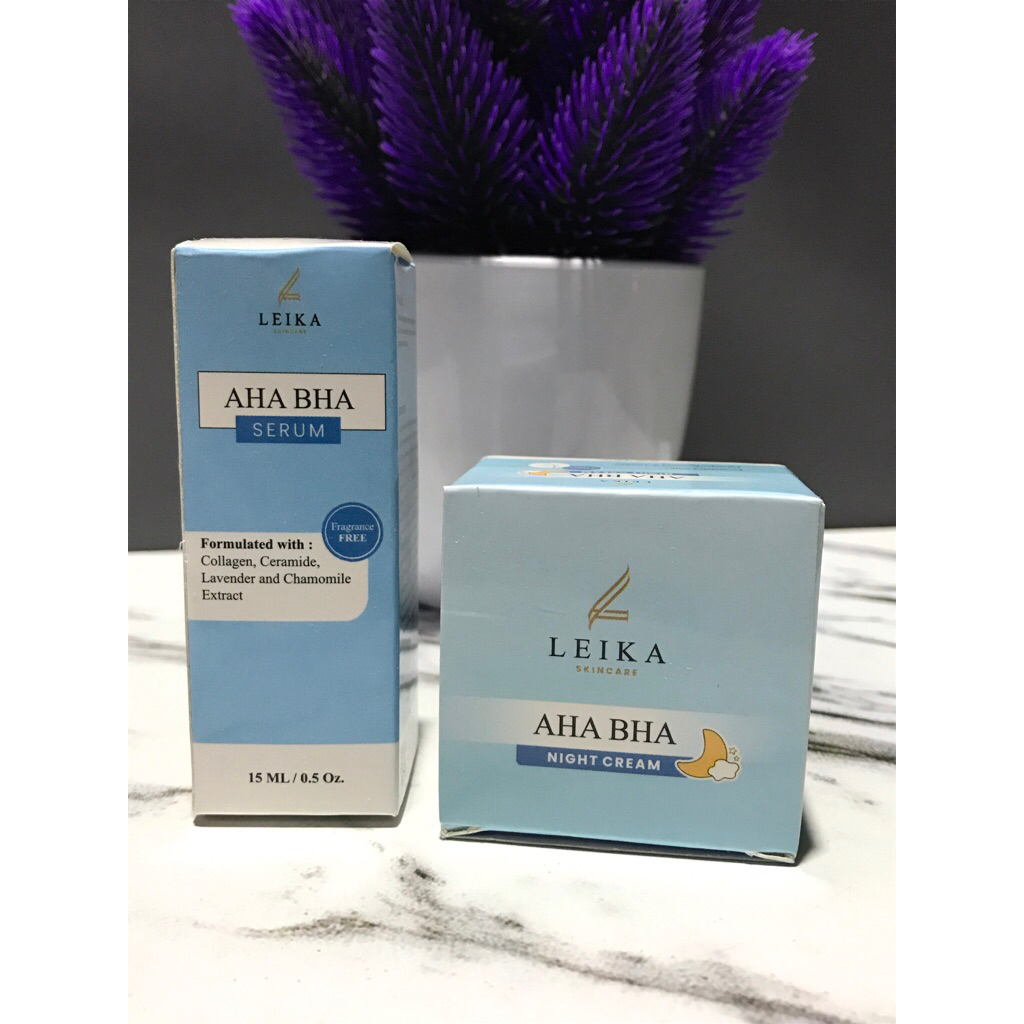 Serum AHa BHa dan Cream malam Leika