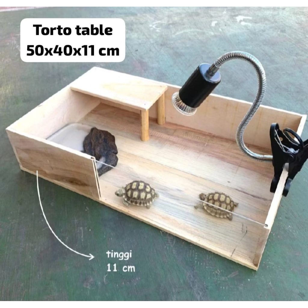 Kandang Kura kura darat, Torto table SULCATA, 50x40x11 cm, TANPA LAMPU, ter murah