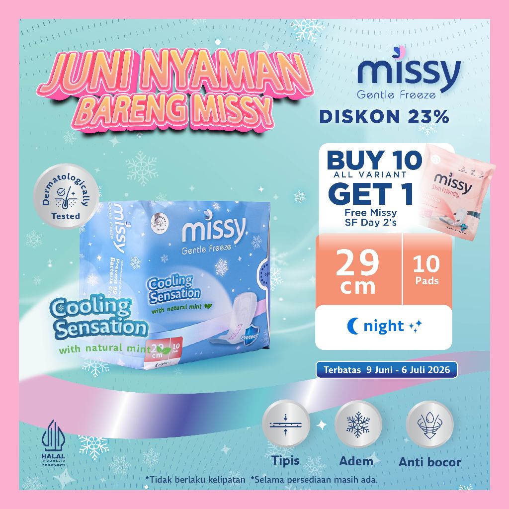 Pembalut MISSY NIGHT / Pembalut HERBAL Kesehatan  Wanita Bersalin / Wings 290mm 10 pads / Perawatan 