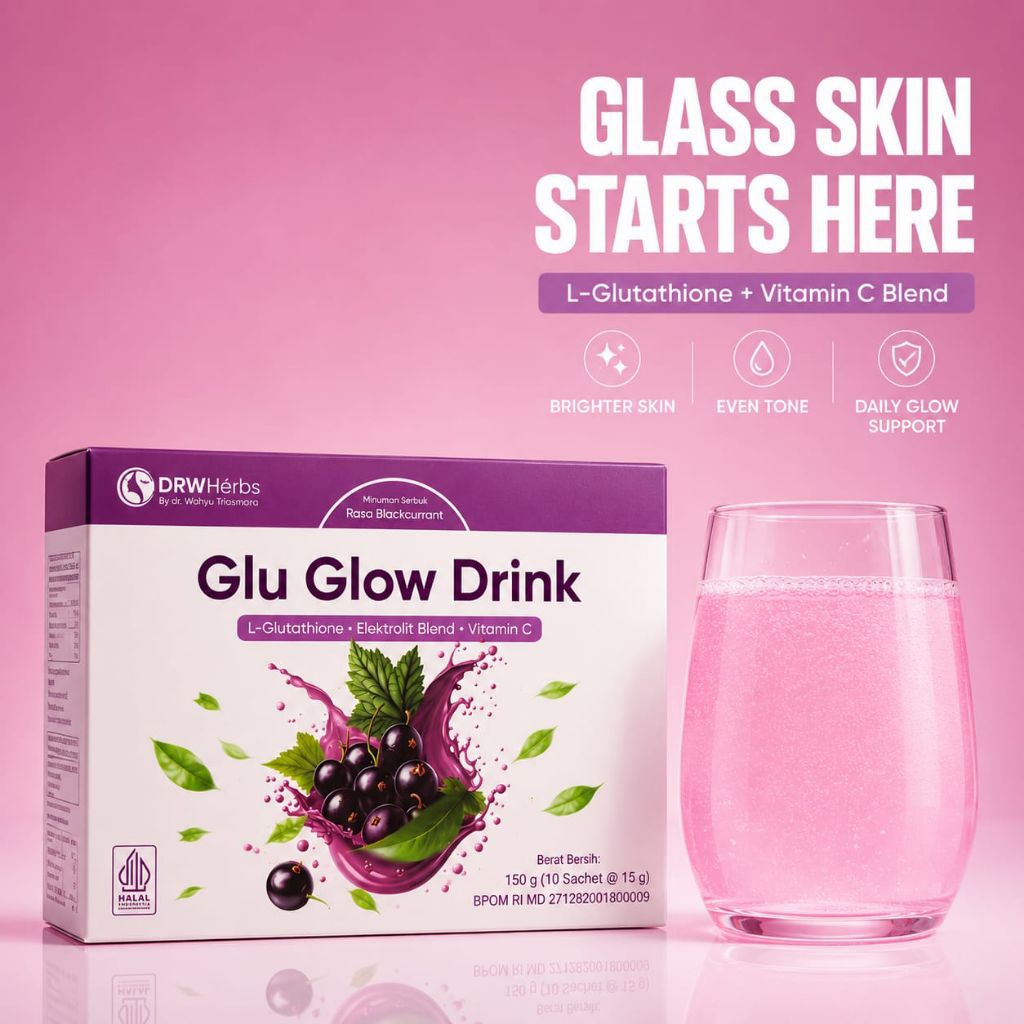 Glu Glow Drink DRW Herbs Glutathione Drink Minuman Pencerah Kulit Glow Up Blackcurrant