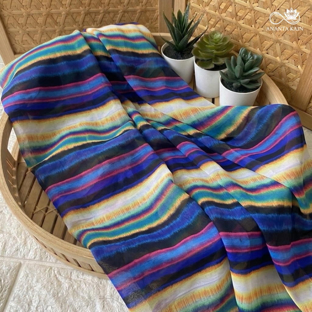 kain ceruty premium motif salur warna warni terbaru