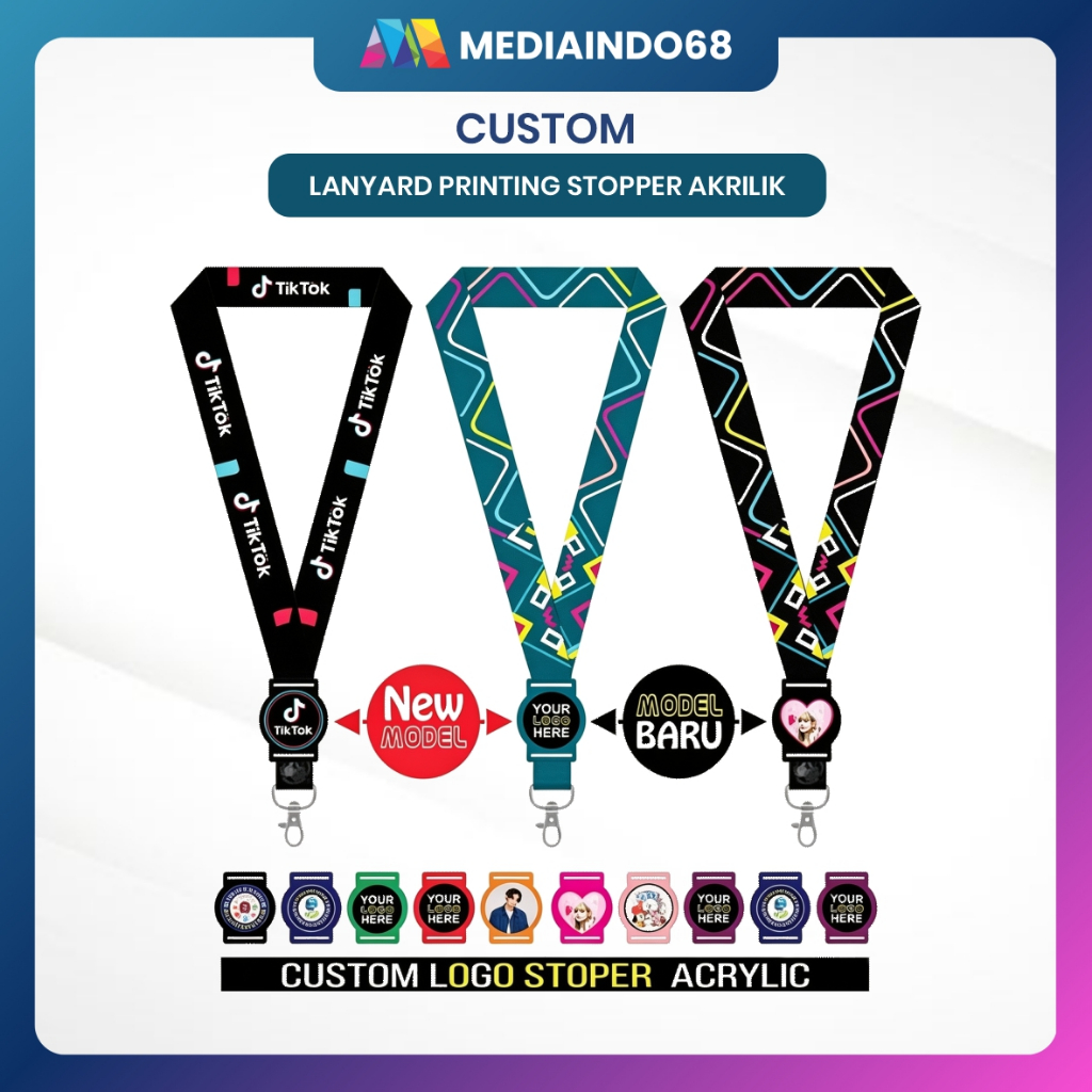 Custom Lanyard Printing Stopper Acrylic - Cetak Gambar/Logo (Model Baru)