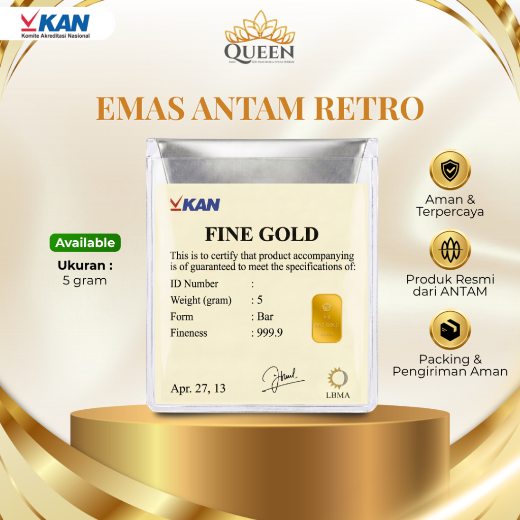 Emas Antam Retro 5 Gram Logam Mulia Original Sertifikat Resmi Investasi Koleksi Premium