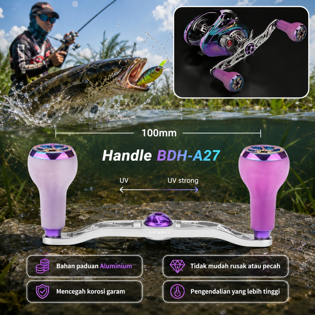 Gomexus 100mm Twin Pegangan Reel BC Heavy Duty Dan Big Game Serat Aluminium Tahan Korosi Lebih Mudah
