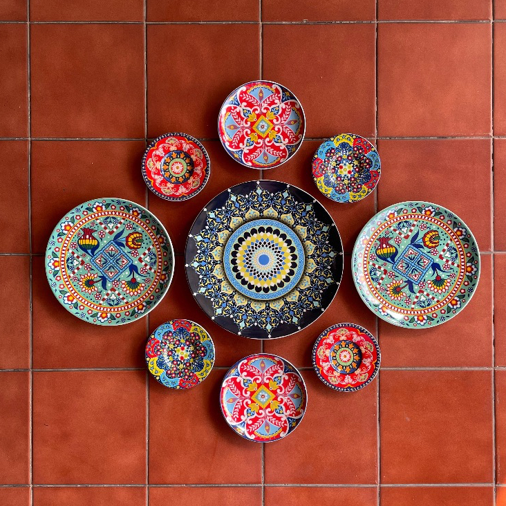 Set Walldecor Mix Maroko/Piring Keramik Hias/FREE KAWAT GANTUNG