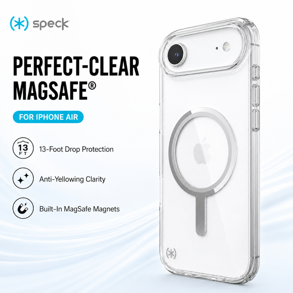 Speck iPhone Air Presidio Perfect-Clear MagSafe Protective Case - Clear Silver