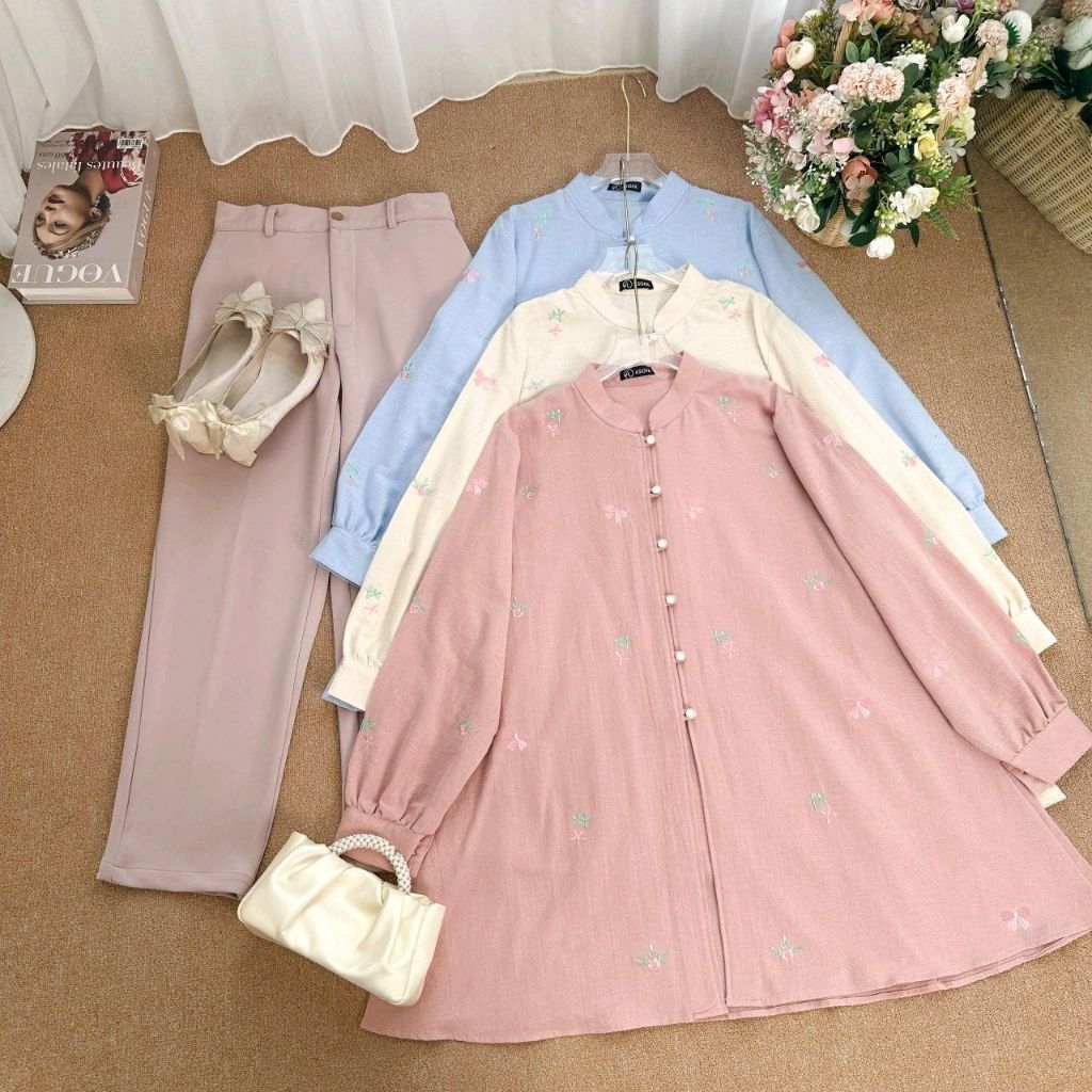 Asofa Rintani One Or Set Tunik Aksen Bordir Mix Celana Scuba