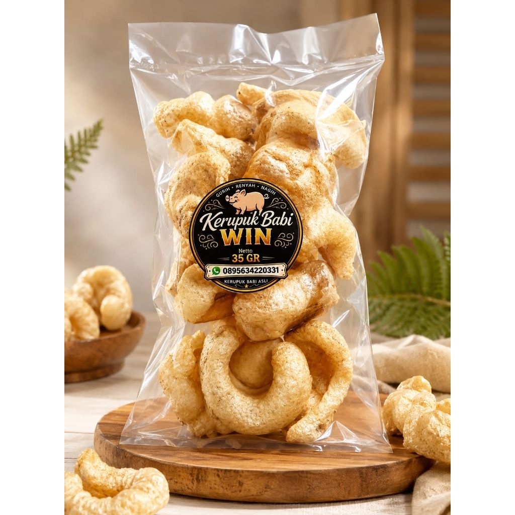 KERUPUK BABI  35gr Kulit Babi/Kulit Babi Crispy/KERUPUK BABI WIN