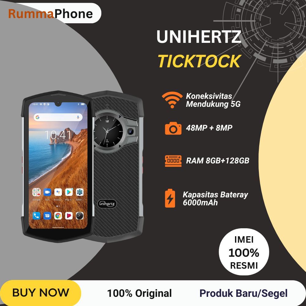 Unihertz TickTock 5G Rugged  Phone Waterproof 8GB/128GB 6.5 Inch Android 11 Dimensity 700 6000mAh 5G
