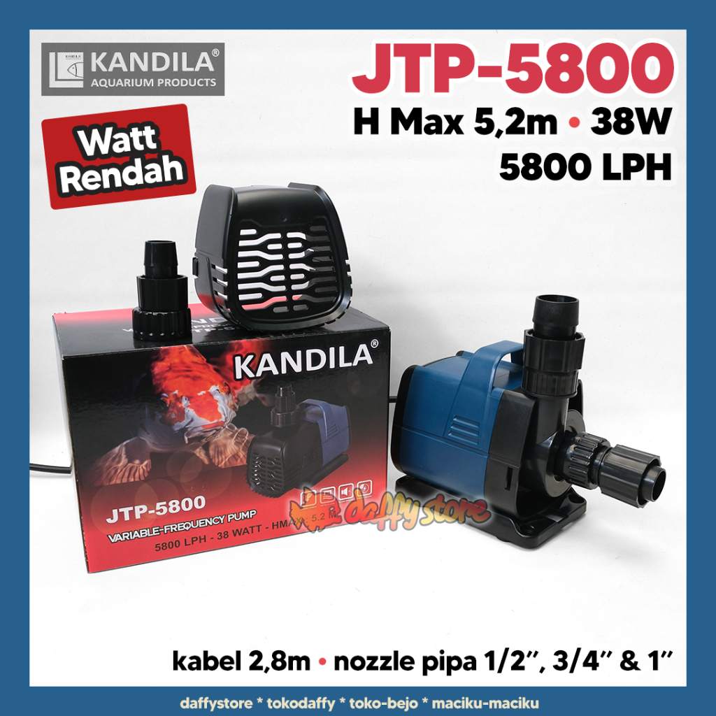 Kandila Pompa JTP-5800 5800LPH 38W 5,2m pompa kolam akuarium JTP 5800