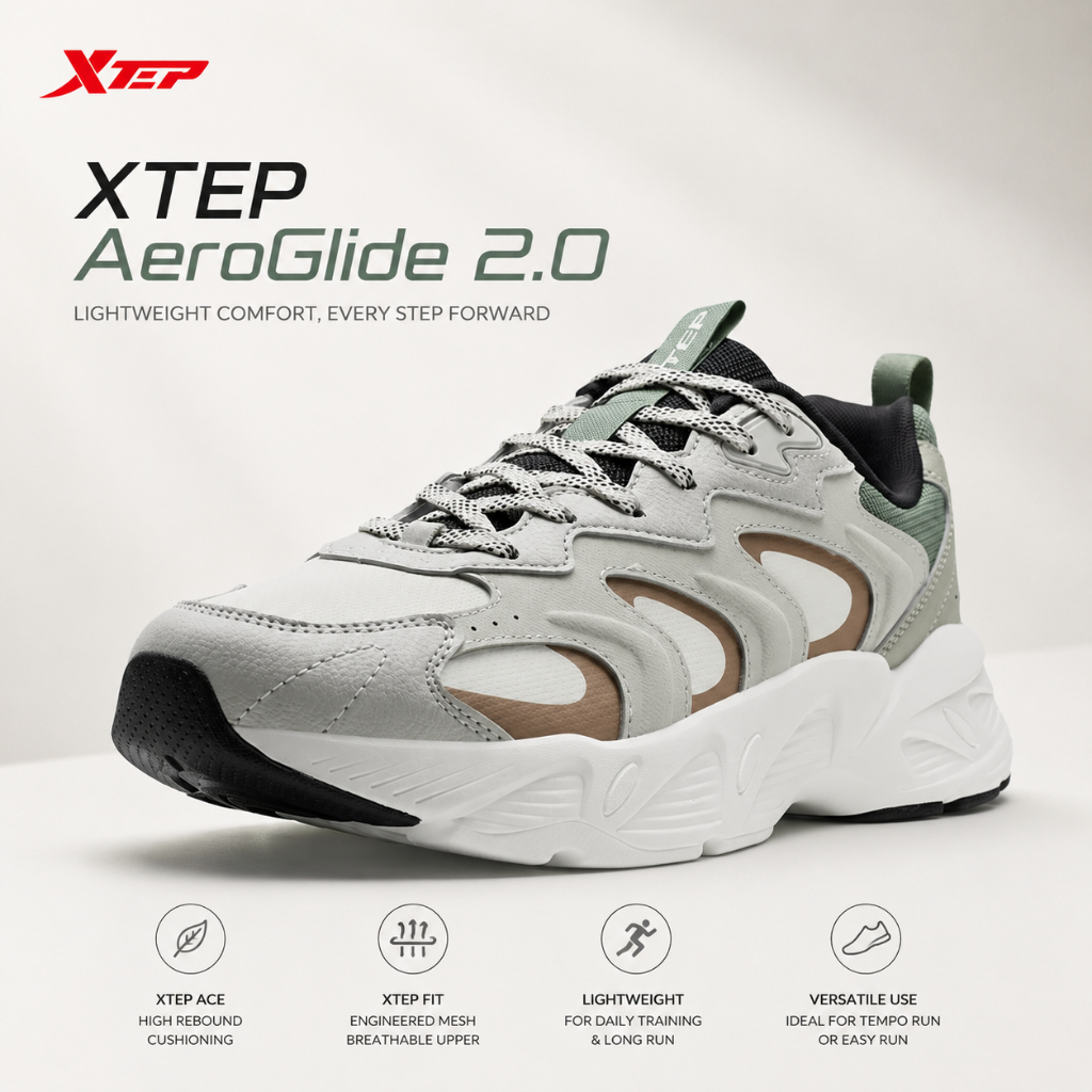 XTEP Genre Sepatu Pria Original Sneakers Casual Lifestyle Fashion Dad Shoes Retro Size 39-44