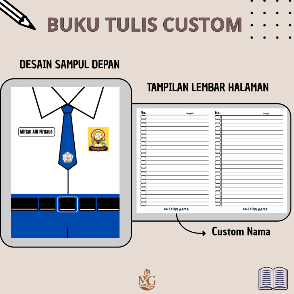 Buku Tulis Custom 1 Pack Isi 10 Pcs Buku Buku Tulis Custom SD SMP SMA