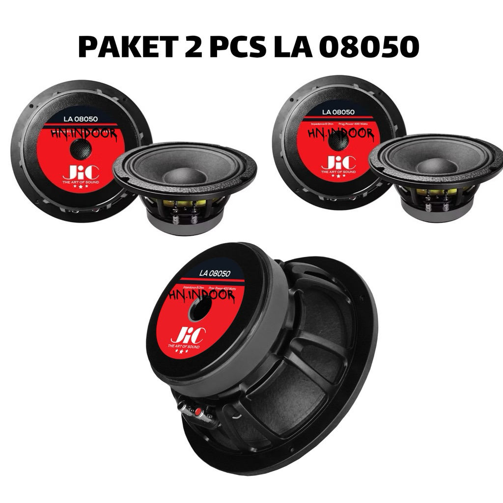Paket 2 Pcs Speaker Jic LA 08050 Original Sound Speaker 8 Inch Low Middle Tinggi