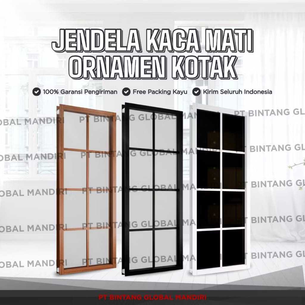 JR DOOR - (JENDELA SINGLE KACA MATI ORNAMEN KOTAK L40 X T40-110 3inch) SET JENDELA ALUMINIUM MODERN 