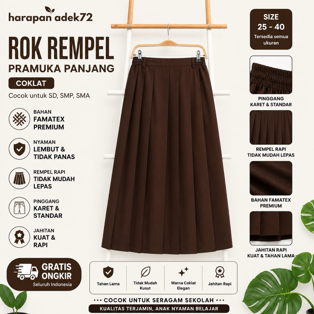 ROK PRAMUKA SD -SMP-SMA REMPEL PANJANG BAHAN FAMATEX ~ HARAPAN ADEK