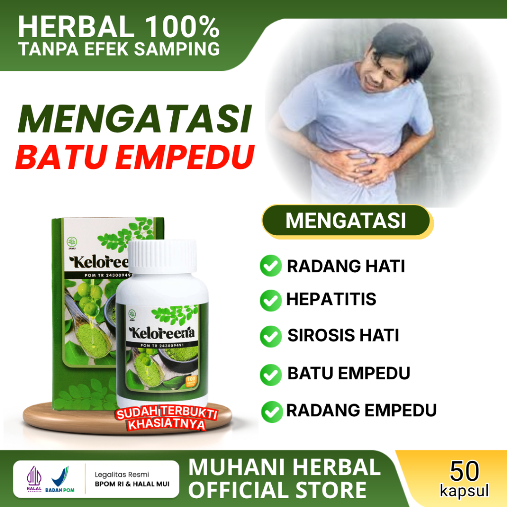 Keloreena Kapsul Original Obat Radang Hati, Hepatitis, Sirosis Hati, Batu Empedu, Radang Kantong Emp