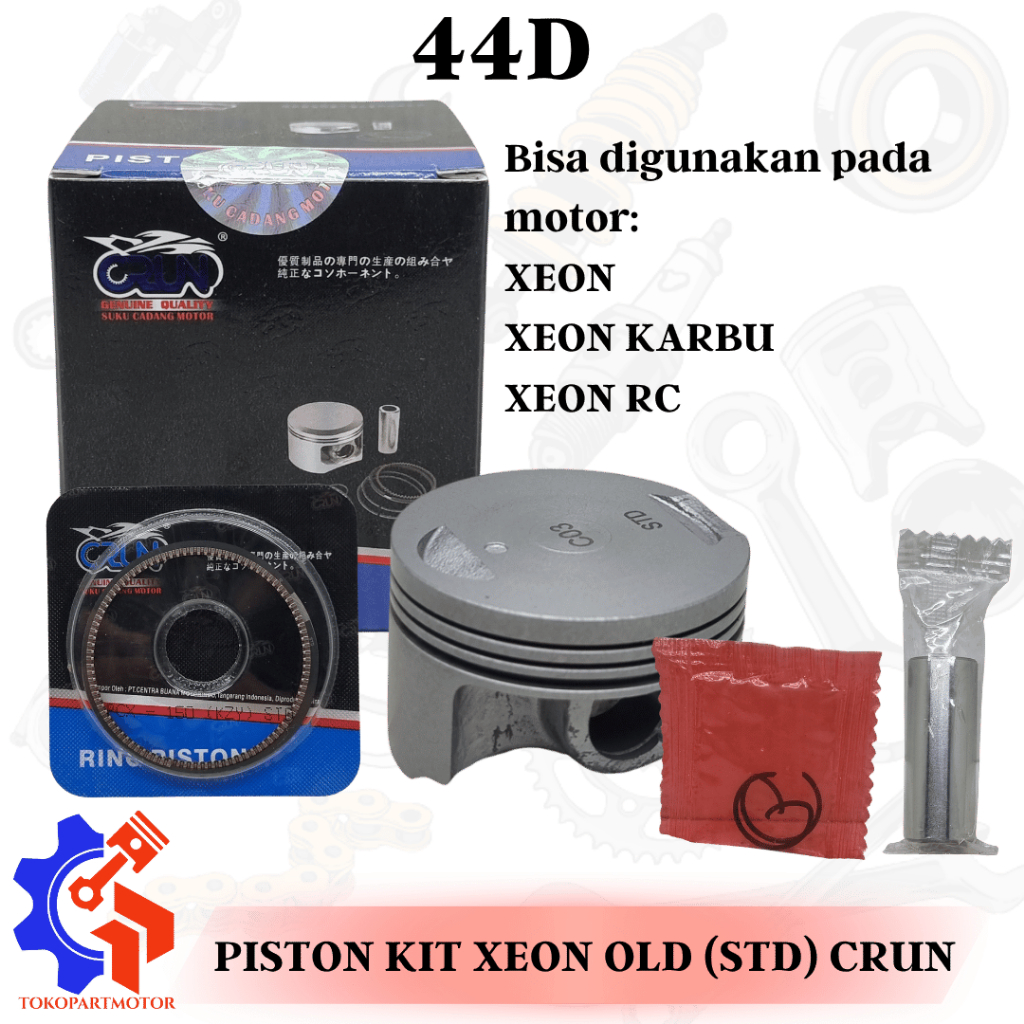 PISTON KIT SEHER KIT PISTON RING XEON / XEON KARBU / XEON RC ( 44D ) CRUN