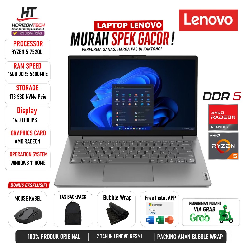 Laptop Gaming Lenovo V14 G4 Ryzen 5 7430U Ram 8GB SSD 512GB WINDOWS 11