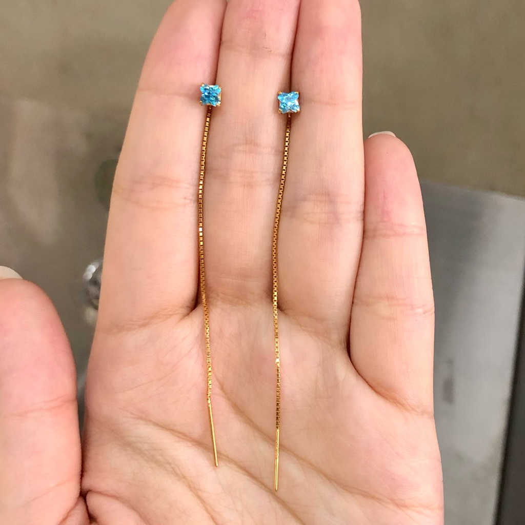 AL8- ANTING ITALY BIRU MUDA UBS 1.22GR KADAR 375 8K PANJANG 8CM ANTING TERUSAN