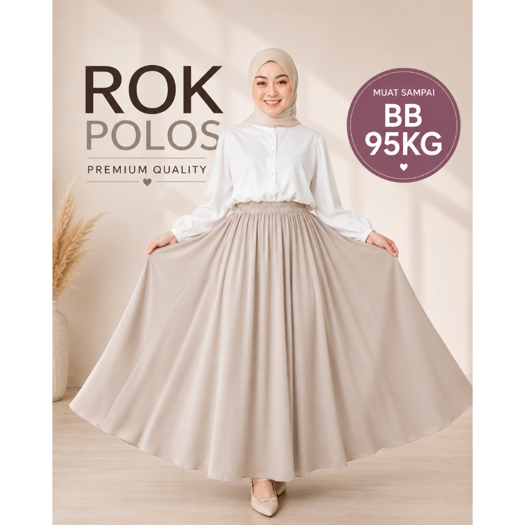 ROK POLOS PANJANG 100CM MAYUNG JUMBO PREMIUM / BASIC SKIRT MUSLIMAH PANJANG KERJA NGANTOR