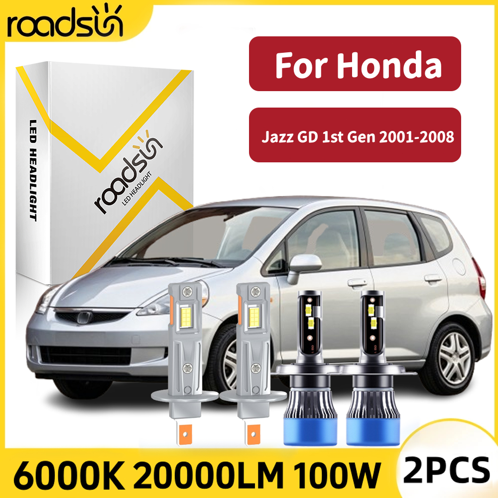 Cocok untuk Honda Jazz GD 1st Gen 2001-2008 Super Terang Led Lampu Depan Mobil Bohlam Hi/Lo Beam Lam
