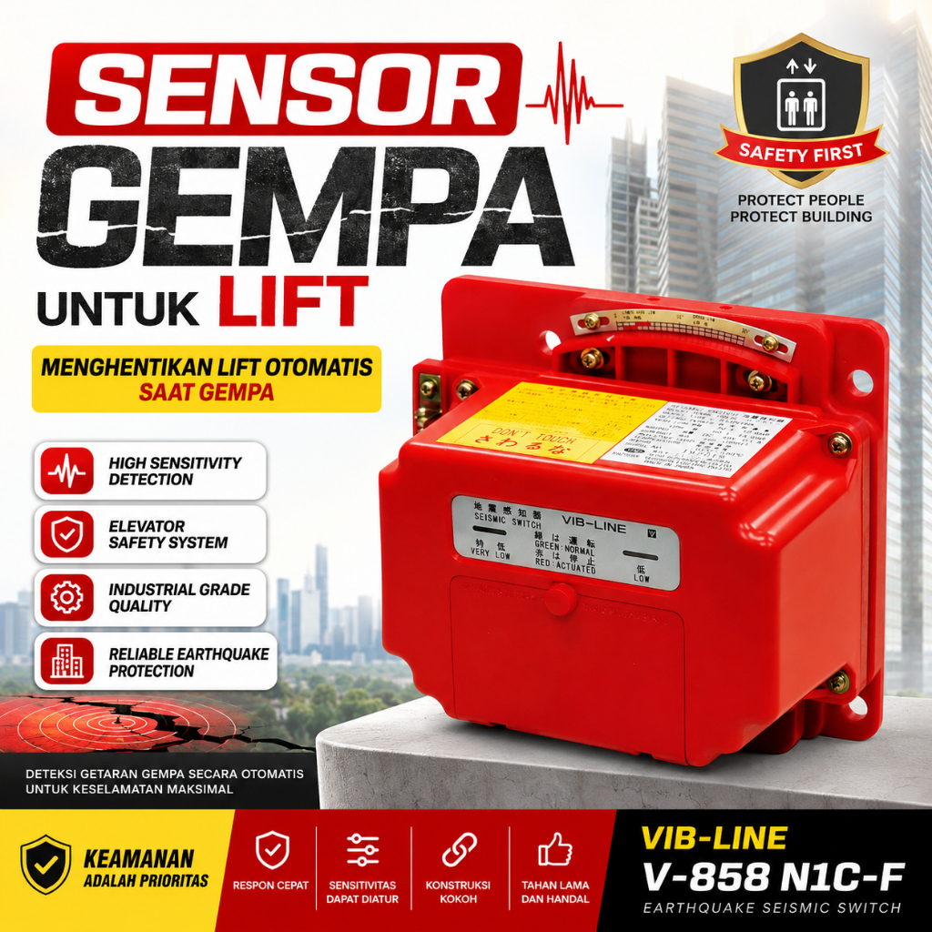 Sensor Gempa Lift VIB-LINE V-858 N1C-F Earthquake Seismic Switch Elevator Safety Device High Quality