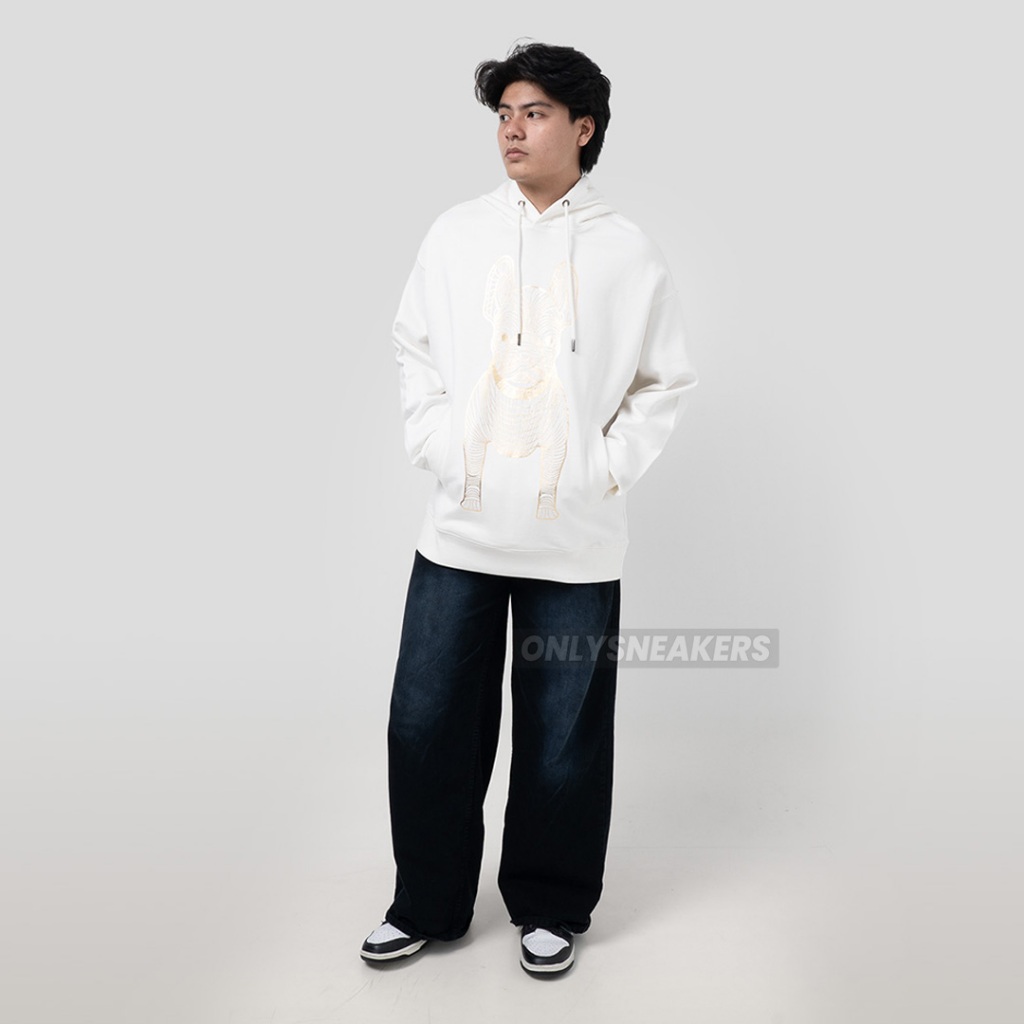 LIFEWORK KOREA PATENT GOLD BIG RADOG HOODIE WHITE