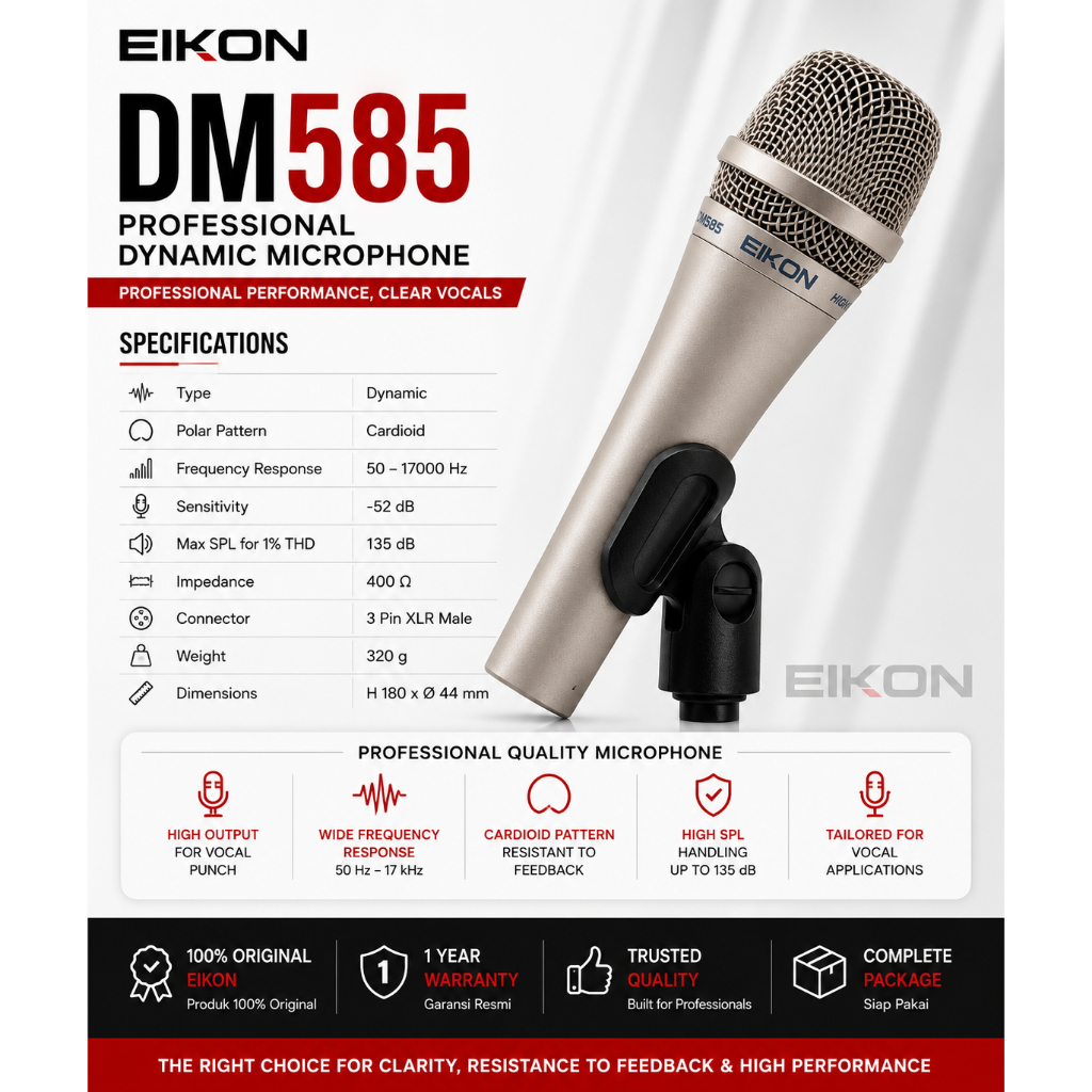 Microphone Cardioid Polar Proel DM585