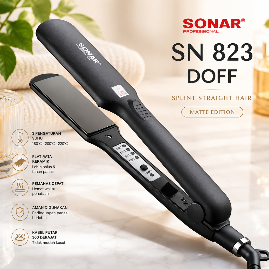 Catokan Rambut Sonar GLOSSY SN 823 / Catok 823 DOFF Sonar Meluruskan Rambut