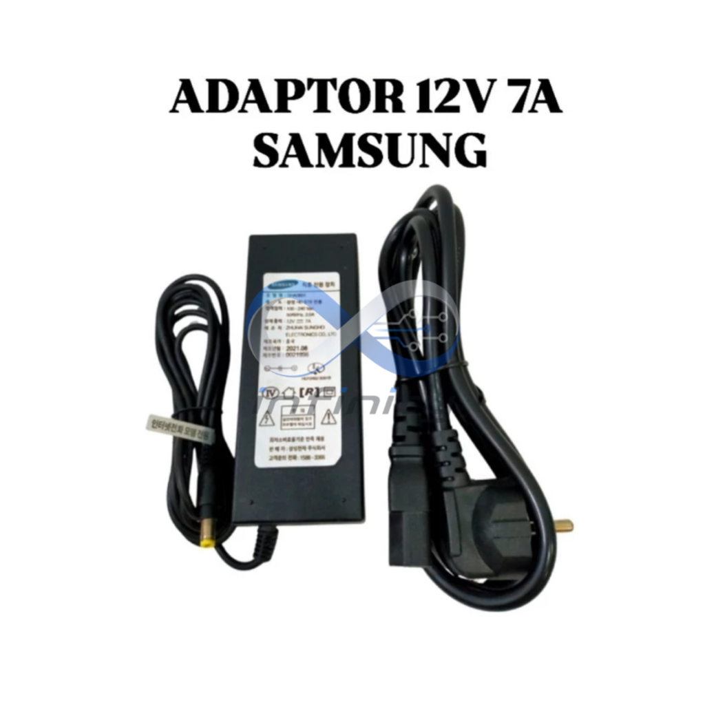 Adaptor 12V 7A Samsung + Kabel AC, Adaptor Switching Power Supply 12V 7A + Kabel AC